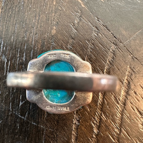 Vintage J&T 925 Sterling Silver Turquoise Statement Ring Thailand Marked size 7 - Picture 6 of 6